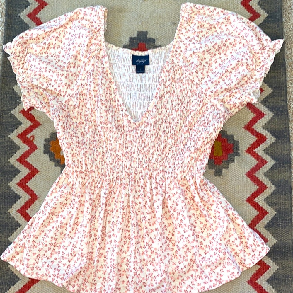 Ditsy Floral Shirred Peplum Top